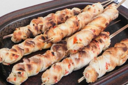 Хлеб с печеным перцем на гриле