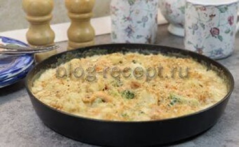 Нежная запеканка с рыбой и овощами в сливочно-горчичном соусе