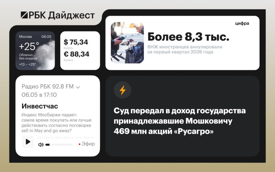 Главные новости к вечеру 5 мая