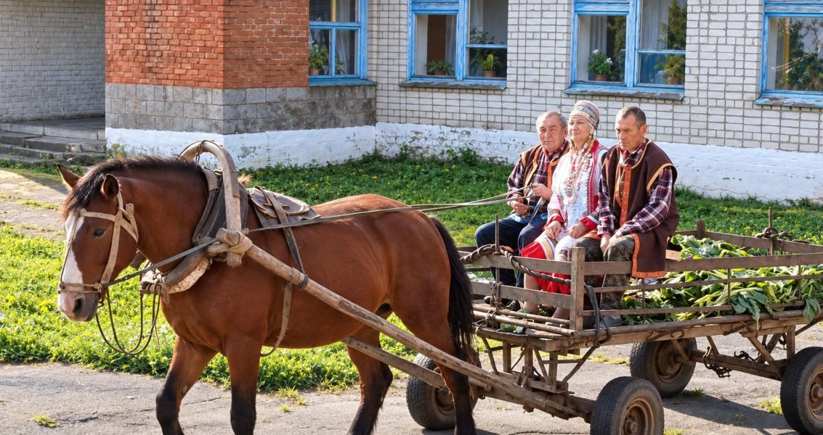 В селе Ямашево Канашского округа колоритную ноту добавил приезд на избирательный участок артистов фольклорного ансамбля на конной телеге
